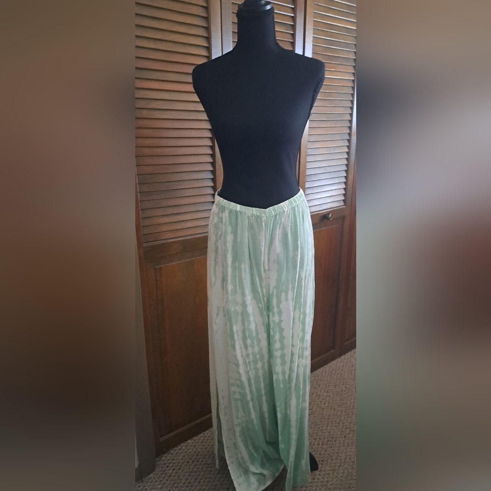 Green Tie-Dye Wide Leg Pants